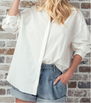 Oversized White Button-Up - Septembers Love Shop